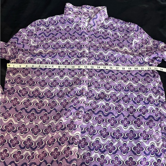 Princess Polly Purple Retro Floral Button Up Sheer Long Sleeve Blouse US 12 - Picture 5 of 7